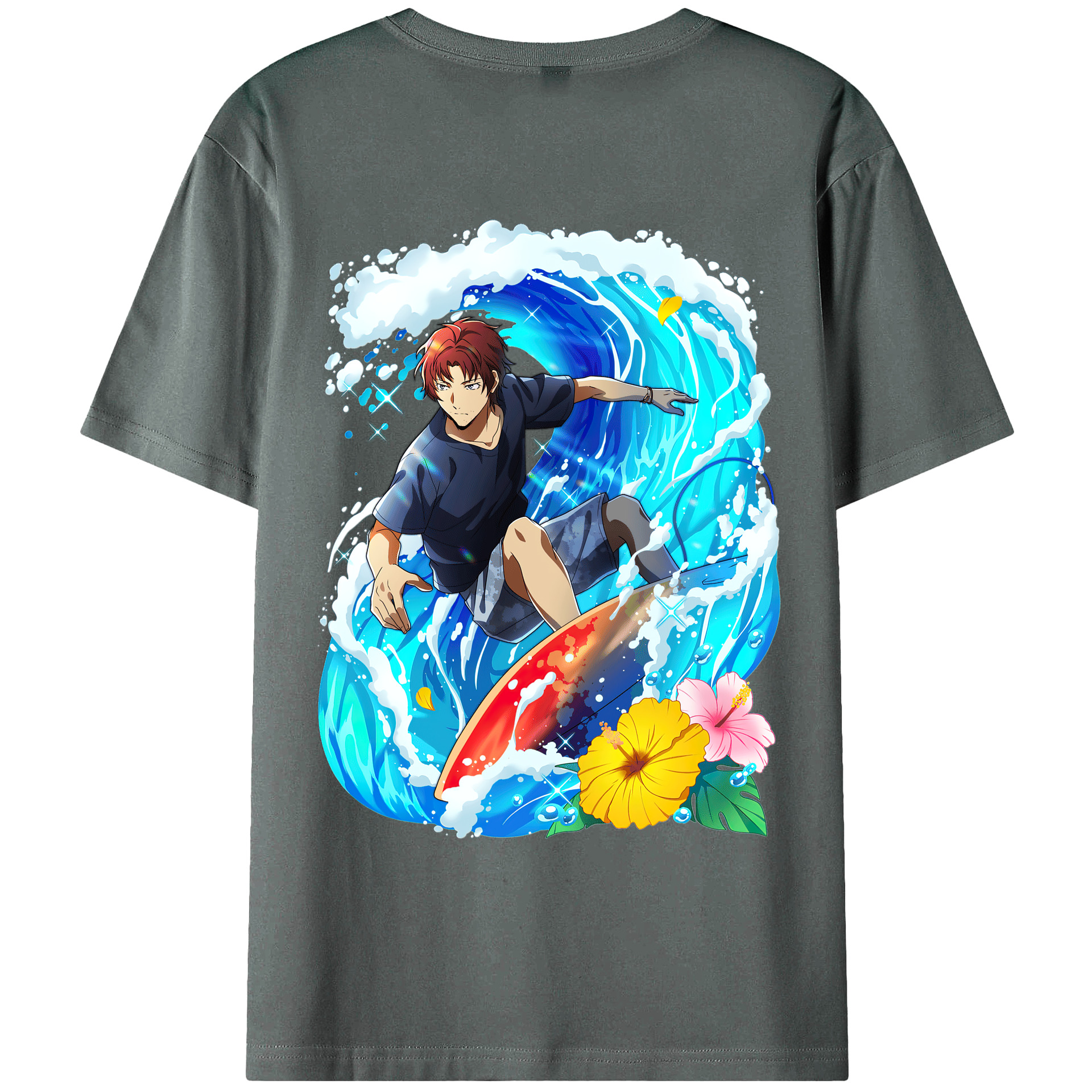 （画像用） 文豪ストレイドッグス Bungo Stray Dogs 綿100％ メンズ半袖Tシャツ（バックプリント） 通気性